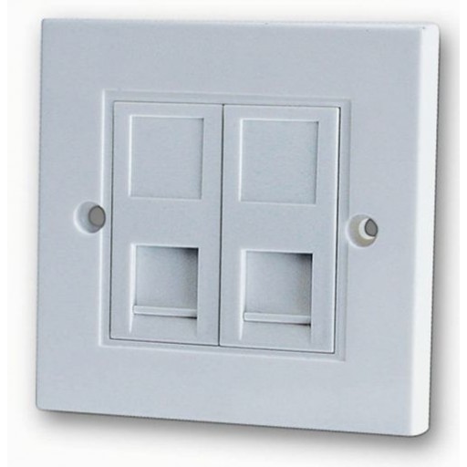 PromoValue 2 Gang Cat5e Soft Edge Flush Mounted Socket / Faceplate - White