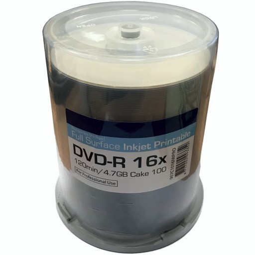 Ritek PRO-Series Hi Res Full Surface White Printable 16x DVD-R in 100 TUB