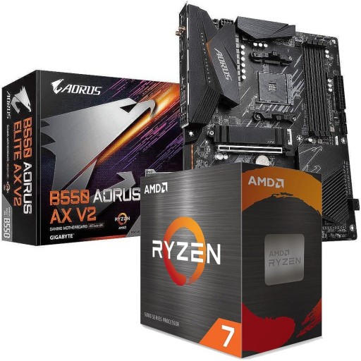 AMD Ryzen Mobo & CPU Upgrade Bundle: Ryzen 7 5800X Eight Core CPU, Gigabyte B550 Aorus Elite AX V2 Motherboard