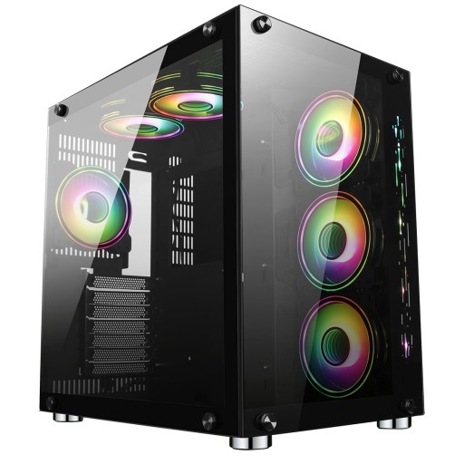 GameMax DS360 Dual Chamber Glass Gaming Case with 6x Infinity ARGB Fans & Hub