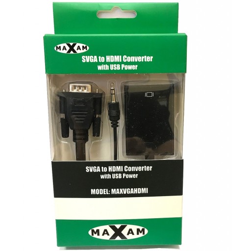 Maxam VGA, SVGA to HDMI Converter with USB Power