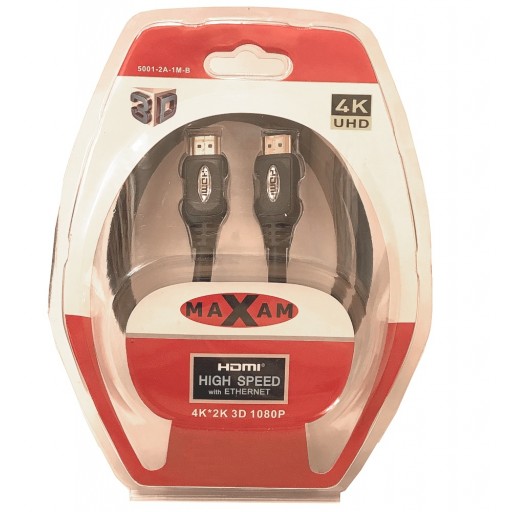 Maxam HDMI - HDMI V1.4 High Speed with Ethernet 2.0 Metre Length - 4K, 2K, 3D, 1080P - Retail