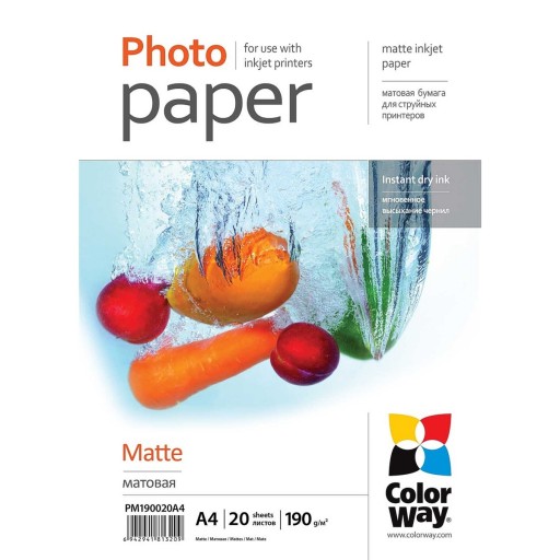 ColorWay Matte A4 190gsm Photo Inkjet Paper - 20 Sheets