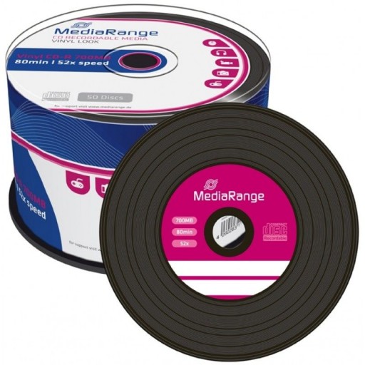 MediaRange Vinyl Look CD-R with BLACK Dye - 50 TUB - MR225