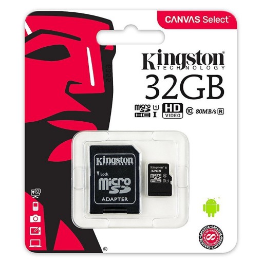 Kingston SDCS 32GB Micro SD Canvas Class 10 UHS-I Memory Card with SD Adapter