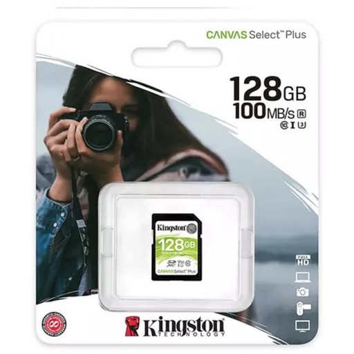 Kingston Canvas Select Plus V30 128GB SD Class 10 UHS-I U3 Flash Card
