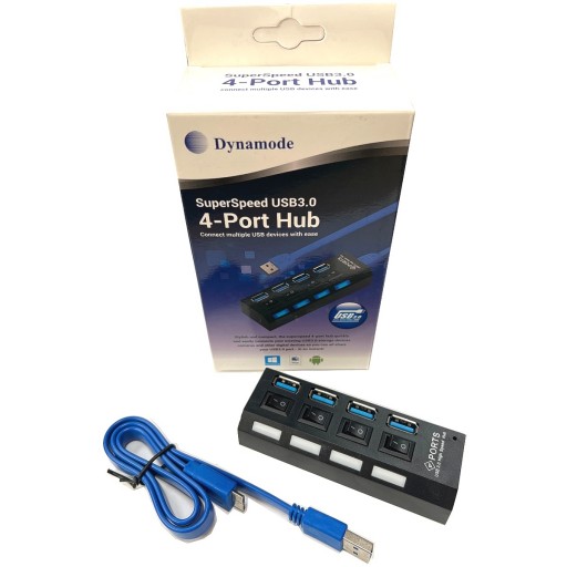 Dynamode High End 4 Port Switchable SuperSpeed USB 3.0 Hub Bundle
