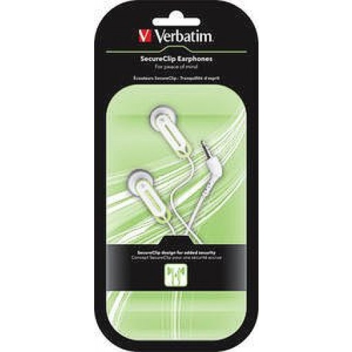 Verbatim 41829 Secure Clip Ear Phones (GREEN & WHITE)