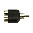 1 x Phono Plug to 2 Phono Sockets Gold Adaptor (AC-016G) - OEM