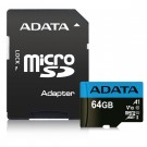 ADATA 64GB Premier Micro SDXC Card with SD Adapter, UHS-I Class 10 with A1 App Performance