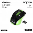 Approx APPWMEGP Wireless Full Size Optical Mouse, 1200 DPI, Nano USB Adapter, Black & Green