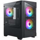 CiT Level 1 Black Micro-ATX PC Gaming Case with 3x RGB Fans, Tempered Glass Front & Side