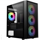 CiT Luna Black Micro-ATX PC Gaming Case with 4 x 120mm Infinity ARGB Fans Included 1 x 4-Port Fan Hub Tempered Glass Side Panel