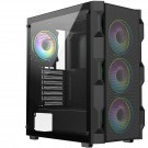 CiT Neo Black ATX Gaming Case with Mesh Front and Tempered Glass Side 6-Port PWM Hub and 4 x CiT Tornado Dual-Ring Infinity Fans