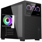 CiT Pro Jupiter Black Micro-ATX PC Gaming Case with 8 Inch LCD Screen 1 x 120mm Infinity Fan Included Tempered Glass Side Panel