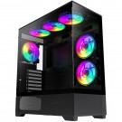 GameMax Vista Black ATX Gaming Case with Tempered Glass Front and Side Panels with 6 x Dual-Ring Infinity Fans Bundled