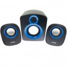 Jedel SD003 Compact 2.1 Desktop Speakers, 5W + 2x 3W, USB Powered, 3.5mm Jack, Black & Blue