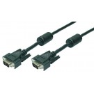 LogiLink VGA HD Sub 15pin Male to 15pin Male Shielded Extension Cable with Ferrite Cores - 2 Metre Length