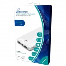 MediaRange MR747 Portable Mobile Charger with Triple USB Output - Powerbank, 5V 1A, 10,000 mAh in White & Silver