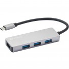 Sandberg External 4-Port USB-A Hub - USB-C Male, 1x USB 3.0, 3x USB 2.0, Aluminium, USB Powered
