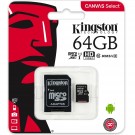 Kingston SDCS 64GB Micro SD Canvas Class 10 UHS-I Memory Card with SD Adapter