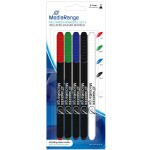 MediaRange MR704 Permanent CD/DVD Writing Pens (5 PACK - 4 Colour + 1 Eraser)