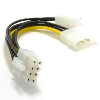 Dual Molex LP4 4 pin to 8 pin PCI-E Express Converter Adapter Power Cable