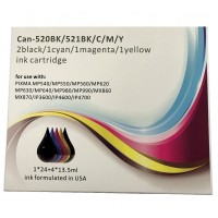 Canon C-520BK / 521BK / Cyan, Magenta, Yellow Ink Cartridge Set - 5 Inks