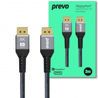 PREVO DP14-2M Display Port Male to Display Port Male Braided High Performance Cable - 2.0m