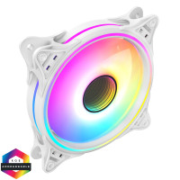 CiT Tornado 120mm Infinity ARGB White 4pin PWM PC Cooling Dual-Ring Fan