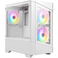 CiT Level 1 White Micro-ATX PC Gaming Case with 3x RGB Fans, Tempered Glass Front & Side