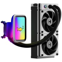 HYTE THICC Q60 240mm, 5 Inch Ultraslim IPS Display Screen, All In One CPU Liquid Cooler - White / Black