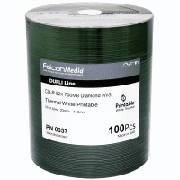 FalconMedia Pro CD-R  Diamond  52x FTI 700MB W/S Dupli-Line Thermal White Printable Spindle 100