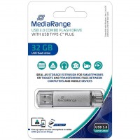 MediaRange MR936 32GB USB3.0 Combo Flash Drive with USB Type-C Plug