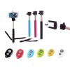 Selfie Stick Monopod + Bluetooth Shutter Remote Key Chain for iPhone, Android etc in RED