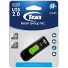 Team Group C141 64GB USB 2.0 Flash Drive - Black/Green - TC14164GG01