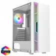 CiT Galaxy White Mid Tower PC Gaming Case with 1x RGB Fan, 1x LED Strip Tempered Glass Side