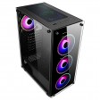 CiT Mirage F6 Black Mid Tower Tempered Glass PC Gaming Case with 6 x 120mm RGB Fans