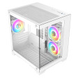 CiT Overseer White MATX Gaming Cube with Tempered Glass Front and Side Panels with 3 x CiT Tornado Dual-Ring Infinity Fans