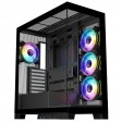 CiT Pro Diamond XR Black Mid-Tower Gaming Case with 4mm Tempered Glass Panels and 7 x CiT Celsius Dual-Ring Infinity Fans