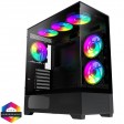 GameMax Vista Black ATX Gaming Case with Tempered Glass Front and Side Panels with 6 x Dual-Ring Infinity Fans Bundled