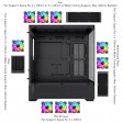 GameMax Vista Black ATX Gaming Case with Tempered Glass Front and Side Panels with 6 x Dual-Ring Infinity Fans Bundled