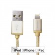 Sumvision Apple Lightning to USB Cable, Nylon Braided, Gold Plated, 1 Metre - MFI Cert.